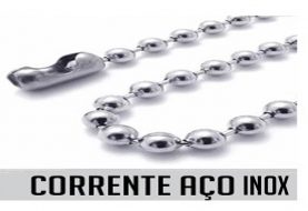 Corrente de bolinha dog tag aço inox