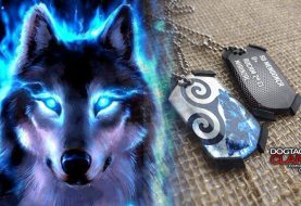 Dog Tag Lobo uivando azul modelo phantom