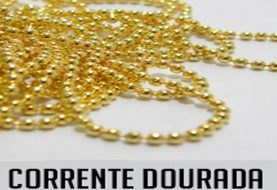 Corrente de bolinha dog tag dourada