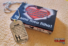 Caixa para dog tag mensagem para filhos filhas