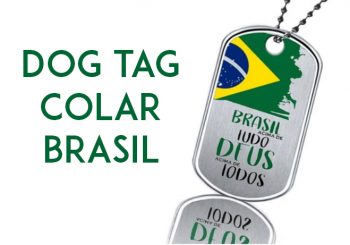 Dog tag colar Brasil acima de tudo Deus acima de todos
